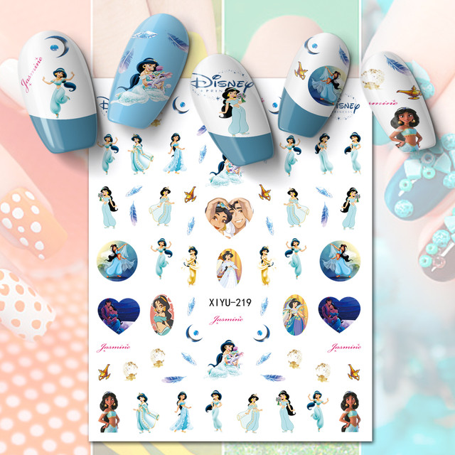 10pcs Disney Princess Cartoon Nail Stickers Stitch Flower Love Minnie  Manicure On Mickey Character Decoration Decal 3d Slider - Stickers & Decals  - AliExpress